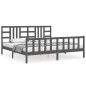 vidaXL Estructura de cama con cabecero madera maciza gris 200x200 cm vidaXL Estructura de cama con cabecero madera maciza gris 200x200 cm
