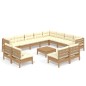 vidaXL Muebles de jardín 13 pzas y cojines madera de pino marrón miel