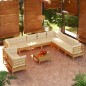 vidaXL Muebles de jardín 11 pzas y cojines madera de pino marrón miel