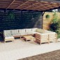 vidaXL Muebles de jardín 11 pzas y cojines madera de pino marrón miel vidaXL Muebles de jardín 11 pzas y cojines madera de pino marrón miel
