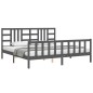 vidaXL Estructura de cama con cabecero madera maciza gris 200x200 cm vidaXL Estructura de cama con cabecero madera maciza gris 200x200 cm