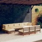 vidaXL Muebles de jardín 11 pzas y cojines madera de pino marrón miel vidaXL Muebles de jardín 11 pzas y cojines madera de pino marrón miel