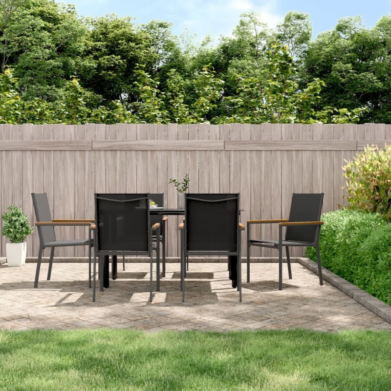 vidaXL Sillas de jardín 6 uds textilene y acero negro 55x61,5x90 cm vidaXL Sillas de jardín 6 uds textilene y acero negro 55x61,5x90 cm