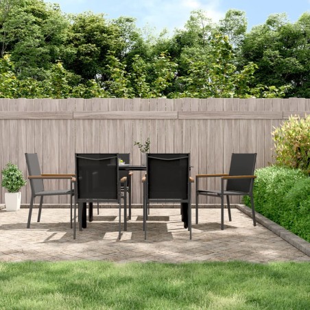 vidaXL Sillas de jardín 6 uds textilene y acero negro 55x61,5x90 cm