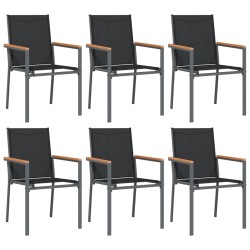 vidaXL Sillas de jardín 6 uds textilene y acero negro 55x61,5x90 cm
