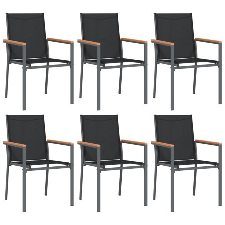 vidaXL Sillas de jardín 6 uds textilene y acero negro 55x61,5x90 cm