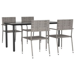 vidaXL Juego de comedor para jardín 5 piezas ratán sintético gris