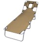 vidaXL Tumbona plegable con cojín de cabeza y respaldo ajustable gris vidaXL Tumbona plegable con cojín de cabeza y respaldo ajustable gris