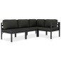 vidaXL Set muebles de jardín 4 pzas y cojines aluminio gris antracita vidaXL Set muebles de jardín 4 pzas y cojines aluminio gris antracita