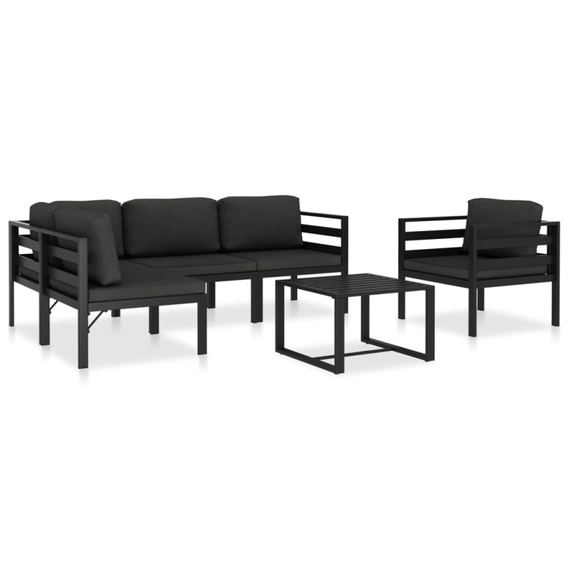 vidaXL Set muebles de jardín 6 pzas y cojines aluminio gris antracita 