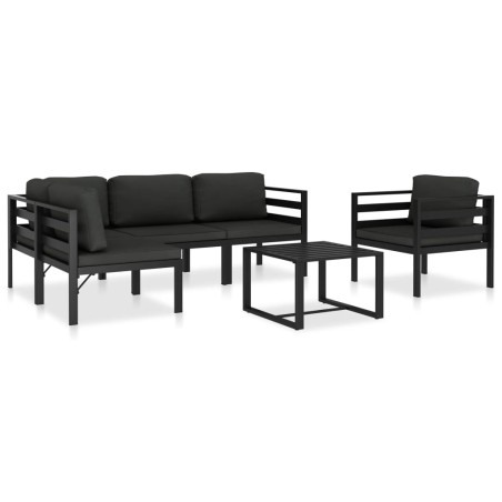 vidaXL Set muebles de jardín 6 pzas y cojines aluminio gris antracita 