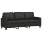 vidaXL Sofá de 3 plazas con taburete de tela negro 180 cm vidaXL Sofá de 3 plazas con taburete de tela negro 180 cm