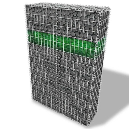 vidaXL Muro de gaviones jardín con piedras de vidrio LED 100x30x150cm