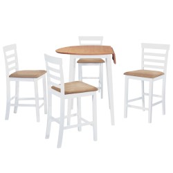 vidaXL Set mesa y sillas de bar 5 piezas madera maciza natural blanca