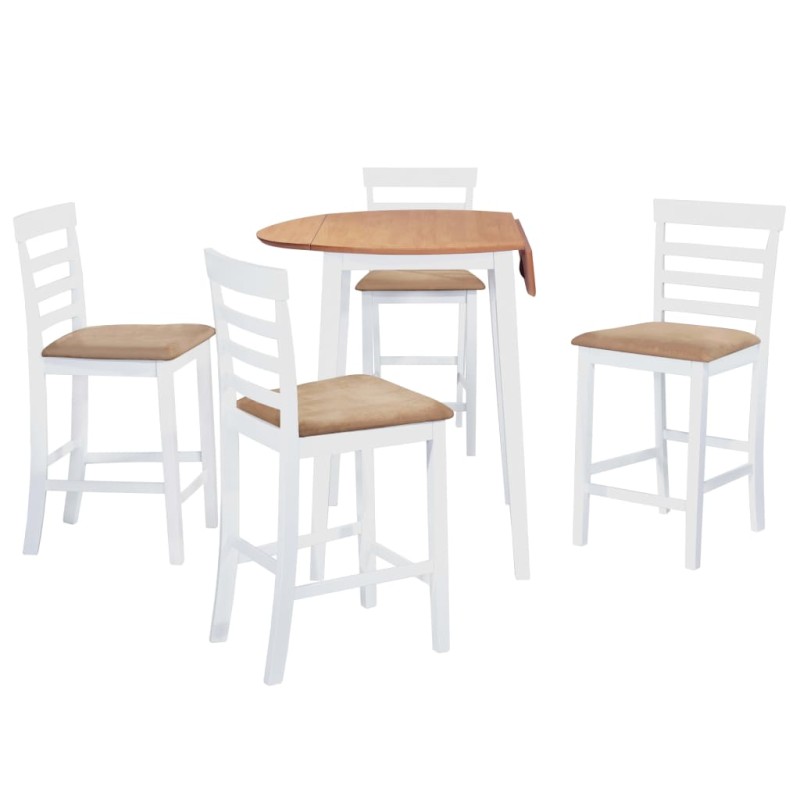 vidaXL Set mesa y sillas de bar 5 piezas madera maciza natural blanca