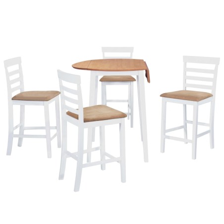 vidaXL Set mesa y sillas de bar 5 piezas madera maciza natural blanca