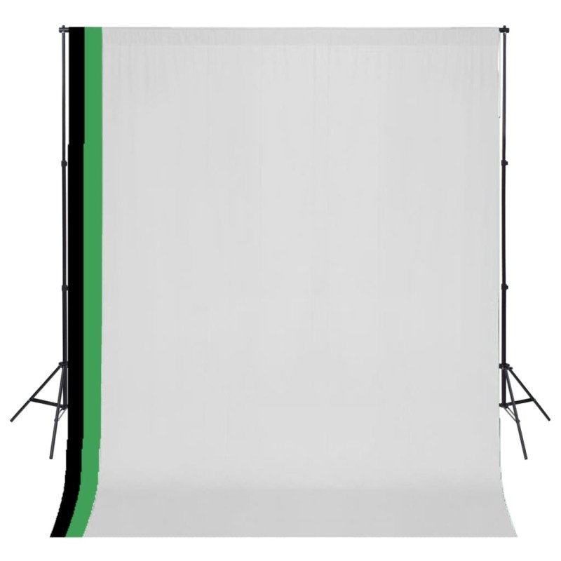 vidaXL Kit estudio 3 telones fondo algodón estructura ajustable 3x3 m vidaXL Kit estudio 3 telones fondo algodón estructura ajustable 3x3 m