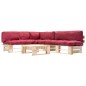 vidaXL Muebles de palets de jardín con cojines rojos 4 piezas madera