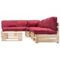 vidaXL Muebles de palets de jardín con cojines rojos 4 piezas madera