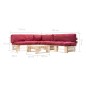 vidaXL Muebles de palets de jardín con cojines rojos 4 piezas madera