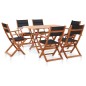 vidaXL Set de comedor para jardín 7 pzas madera maciza eucalipto negro vidaXL Set de comedor para jardín 7 pzas madera maciza eucalipto negro