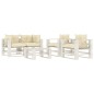 vidaXL Set muebles de palets de jardín 5 pzas madera cojines crema vidaXL Set muebles de palets de jardín 5 pzas madera cojines crema