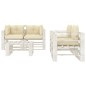 vidaXL Set muebles de palets de jardín 5 pzas madera cojines crema vidaXL Set muebles de palets de jardín 5 pzas madera cojines crema