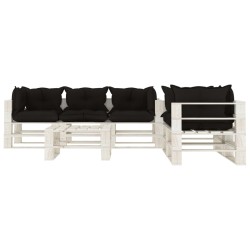 vidaXL Set muebles de palés para jardín 6 pzas madera cojines negros
