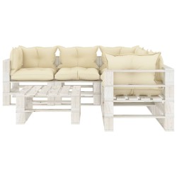 vidaXL Set muebles de palets de jardín 6 pzas madera cojines crema
