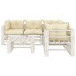 vidaXL Set muebles de palets de jardín 6 pzas madera cojines crema vidaXL Set muebles de palets de jardín 6 pzas madera cojines crema