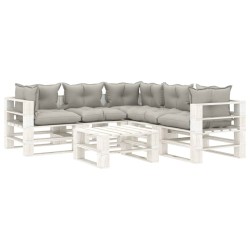 vidaXL Set muebles de palets de jardín 6 pzas madera cojines taupe