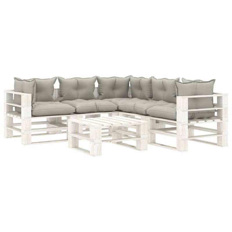 vidaXL Set muebles de palets de jardín 6 pzas madera cojines taupe vidaXL Set muebles de palets de jardín 6 pzas madera cojines taupe