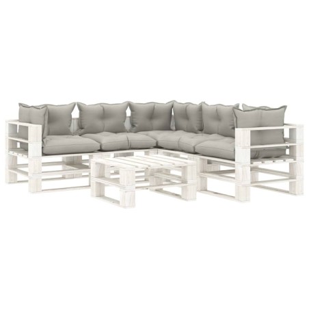 vidaXL Set muebles de palets de jardín 6 pzas madera cojines taupe
