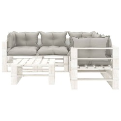vidaXL Set muebles de palets de jardín 6 pzas madera cojines taupe