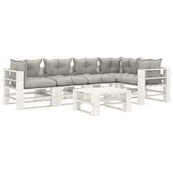 vidaXL Set muebles de palets de jardín 6 pzas madera cojines taupe