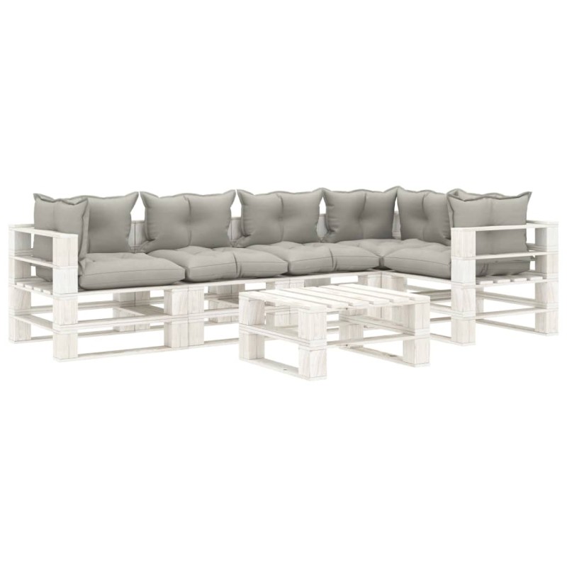 vidaXL Set muebles de palets de jardín 6 pzas madera cojines taupe vidaXL Set muebles de palets de jardín 6 pzas madera cojines taupe