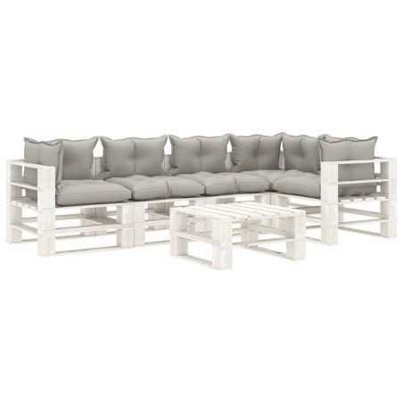 vidaXL Set muebles de palets de jardín 6 pzas madera cojines taupe