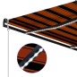 vidaXL Toldo retráctil sensor de viento y LED naranja marrón 500x300cm vidaXL Toldo retráctil sensor de viento y LED naranja marrón 500x300cm