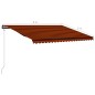 vidaXL Toldo retráctil sensor de viento y LED naranja marrón 500x300cm vidaXL Toldo retráctil sensor de viento y LED naranja marrón 500x300cm