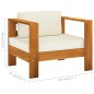 vidaXL Muebles de jardín 7 pzas cojines blanco crema madera de acacia 