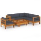 vidaXL Muebles de jardín 7 pzas con cojines gris oscuro madera acacia vidaXL Muebles de jardín 7 pzas con cojines gris oscuro madera acacia