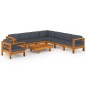 vidaXL Muebles de jardín 9 pzas con cojines gris oscuro madera acacia vidaXL Muebles de jardín 9 pzas con cojines gris oscuro madera acacia