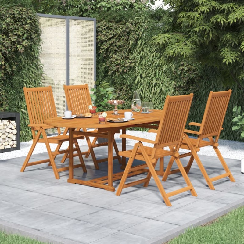 vidaXL Juego de comedor de jardín 5 piezas madera maciza de acacia vidaXL Juego de comedor de jardín 5 piezas madera maciza de acacia