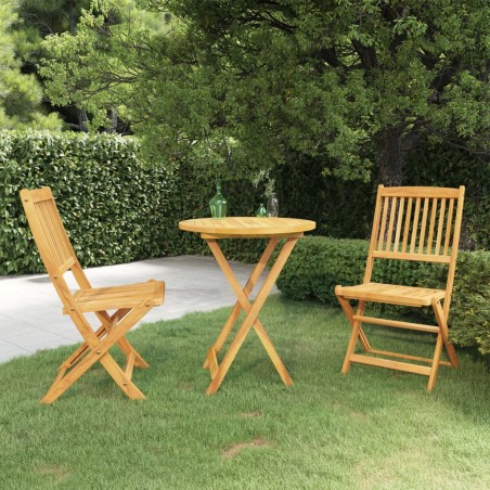vidaXL Comedor de jardín plegable 3 piezas madera maciza de acacia