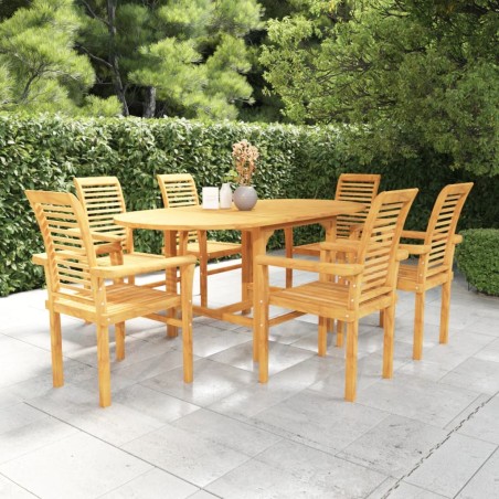 vidaXL Conjunto de comedor de jardín 7 piezas madera maciza de teca