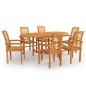 vidaXL Conjunto de comedor de jardín 7 piezas madera maciza de teca vidaXL Conjunto de comedor de jardín 7 piezas madera maciza de teca