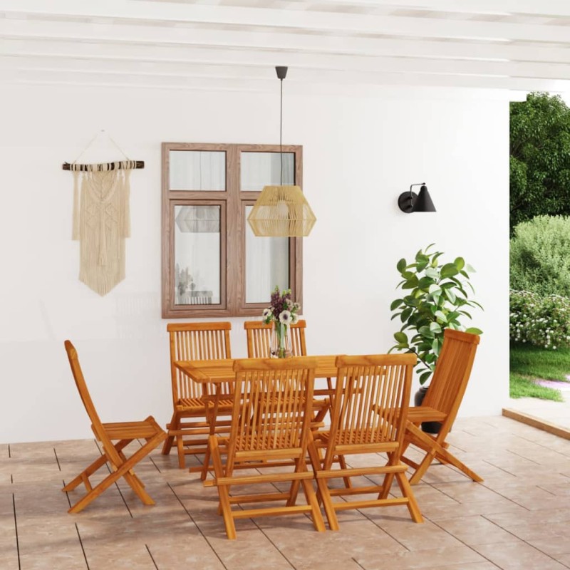 vidaXL Conjunto de comedor de jardín 7 piezas madera maciza de teca vidaXL Conjunto de comedor de jardín 7 piezas madera maciza de teca