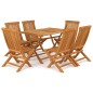 vidaXL Conjunto de comedor de jardín 7 piezas madera maciza de teca vidaXL Conjunto de comedor de jardín 7 piezas madera maciza de teca