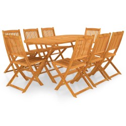 vidaXL Set comedor de jardín plegable 9 piezas madera maciza de acacia