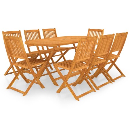 vidaXL Set comedor de jardín plegable 9 piezas madera maciza de acacia